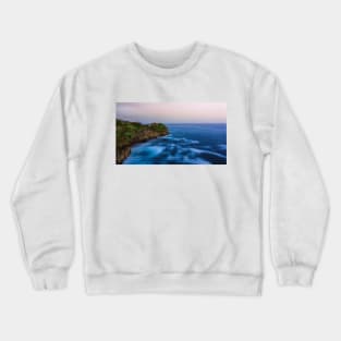 Slow-mo sea waves on a rocky beach Crewneck Sweatshirt